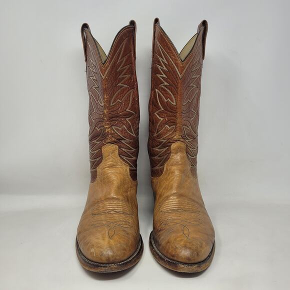 Vintage Dan Post Boots Mens 8.5D Brown Leather EXOTIC RARE Cowboy Western 6758 - Picture 3 of 16